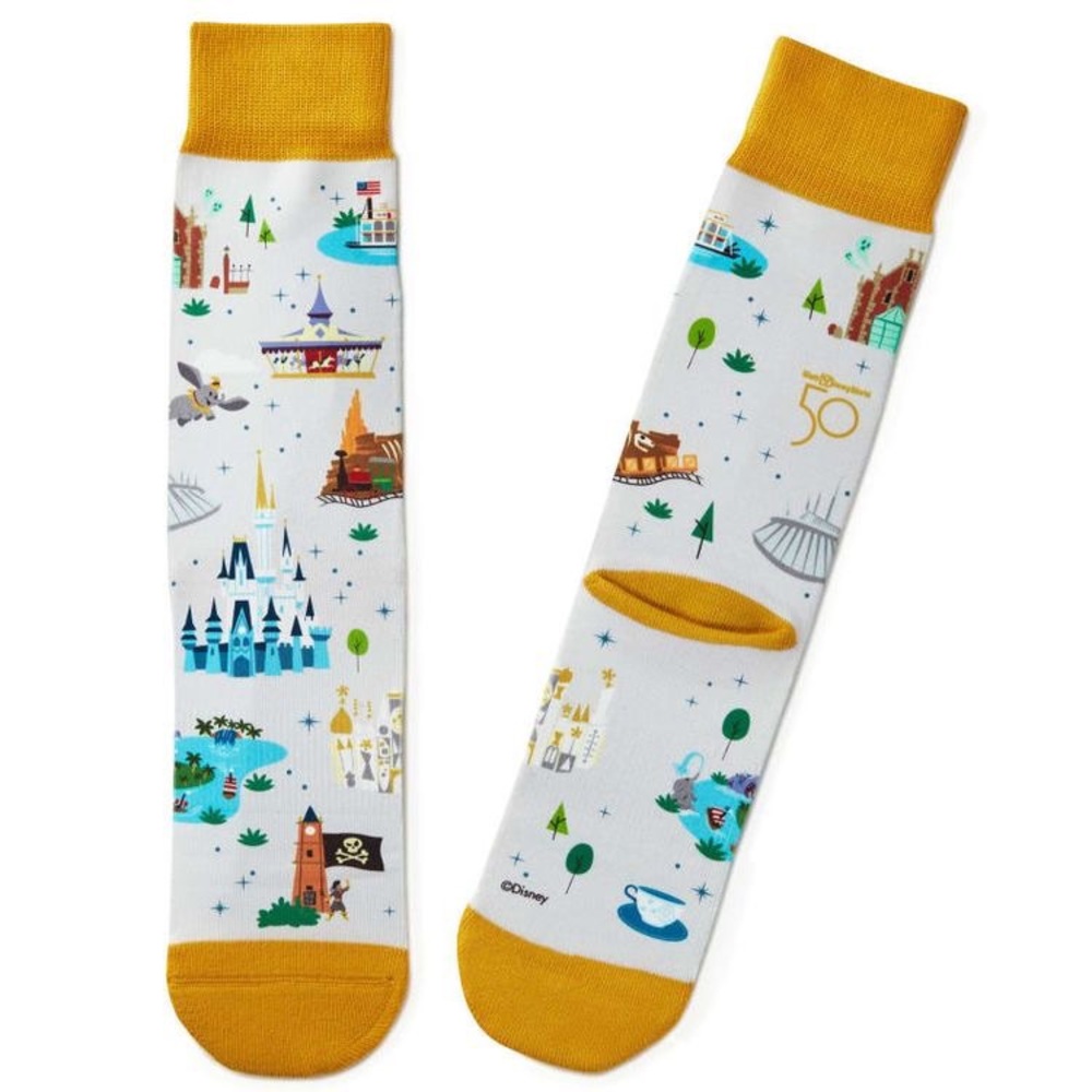🆕 Walt Disney World ✨ 50th Anniversary Park Attractions Crew Socks